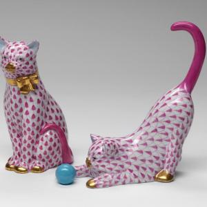 herend cat with ball